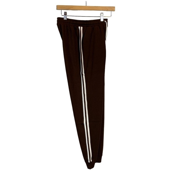 Women's Brown Track Pants with White Side Stripes - Small - Picture 3 of 7